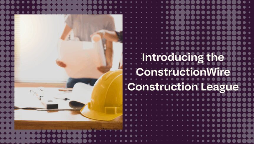 construction hard hat and contractors looking at blueprints