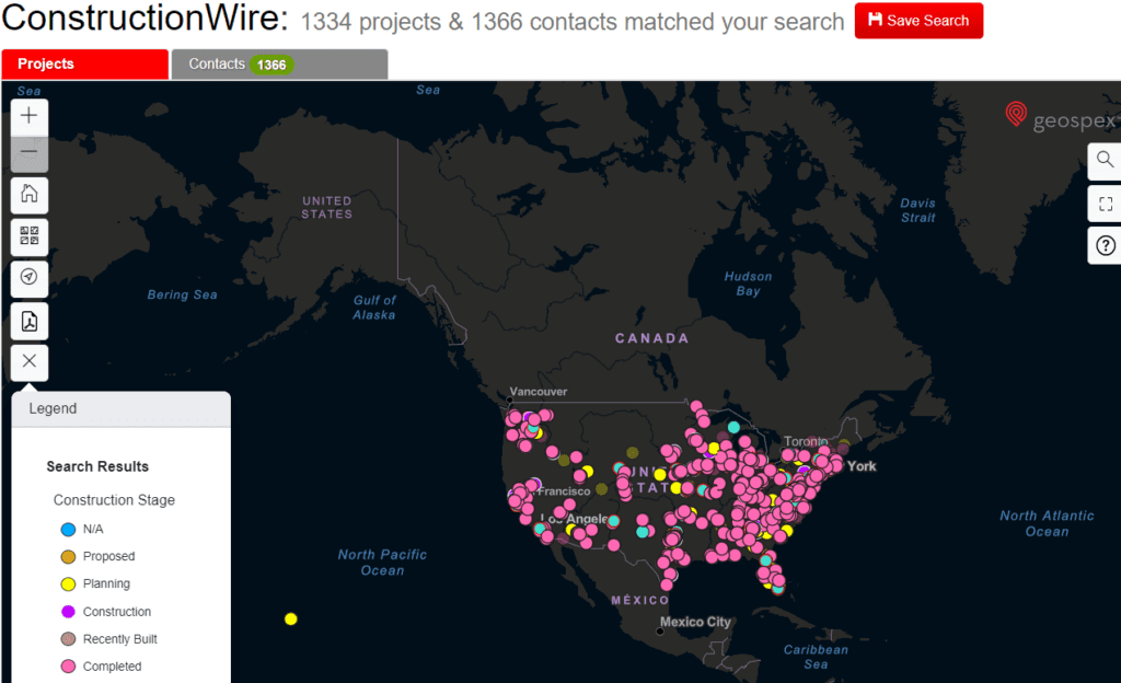We have data on over 1,300 data center projects in the U.S.