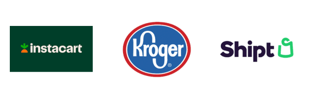 Instacart, Kroger and Shipt logos.